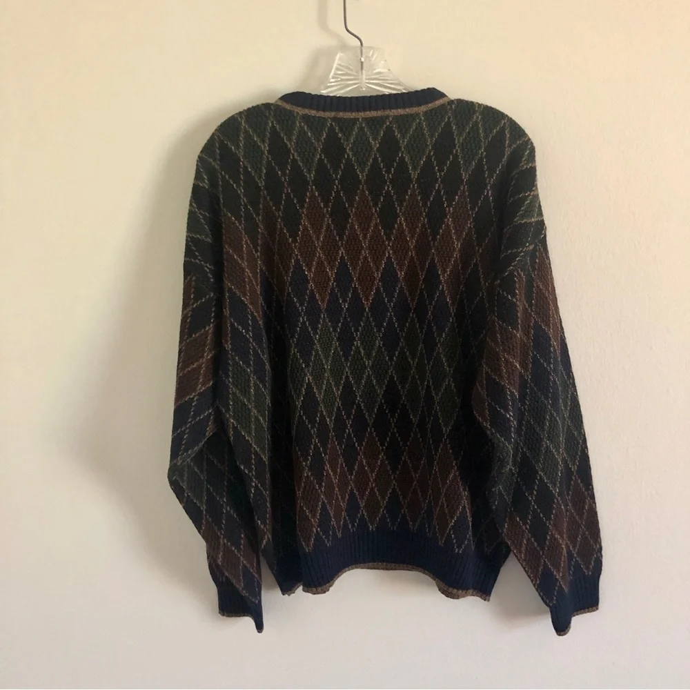 Vintage Crossings Diamond Pattern Crewneck Acrylic Sweater